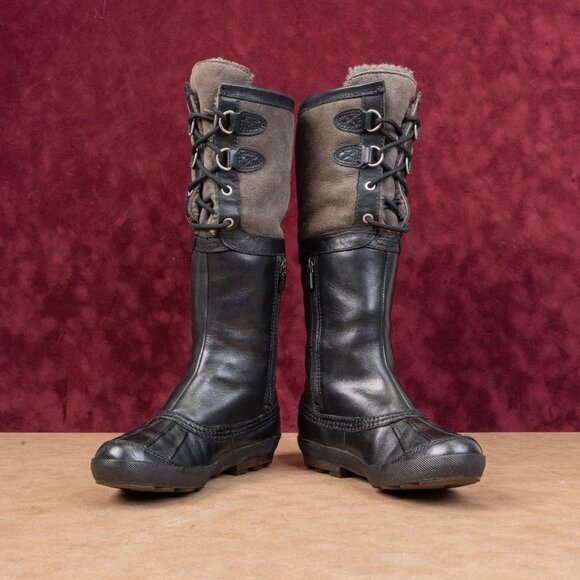 UGG Women Belcloud Shearling Lined Waterproof Suede Leather Knee Boots 5.5 - Picture 2 of 10